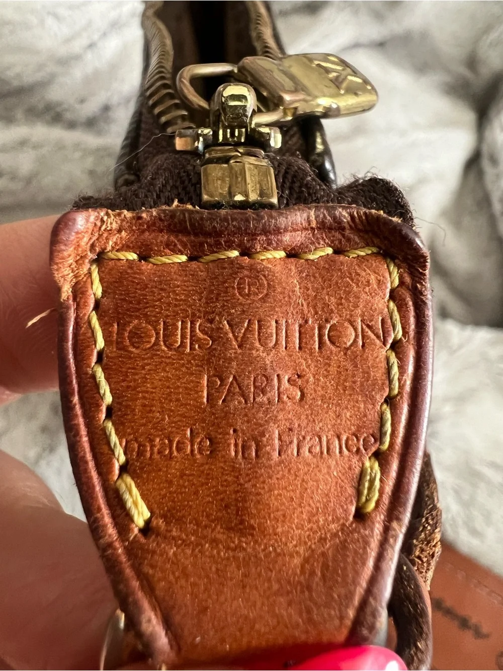 Louis Vuitton Brown Monogram Mini Pochette with Leather Strap